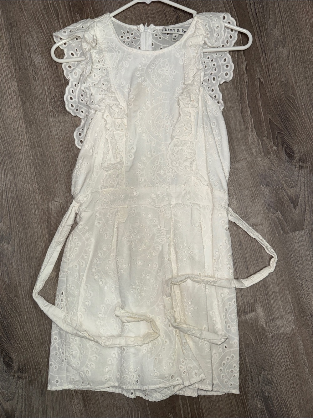 Allison & Elle White Eyelet Tie-Waist Jumpsuit
